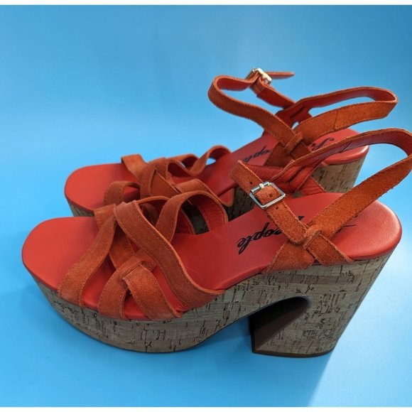 FREE PEOPLE NEW Lisbon Sunstar Orange MJ Platform sandal Original Price $165 Siz - Picture 1 of 10